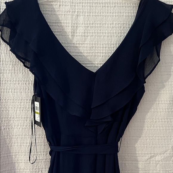 DKNY Elegant Navy Blue Ruffle Dress - Picture 5 of 6